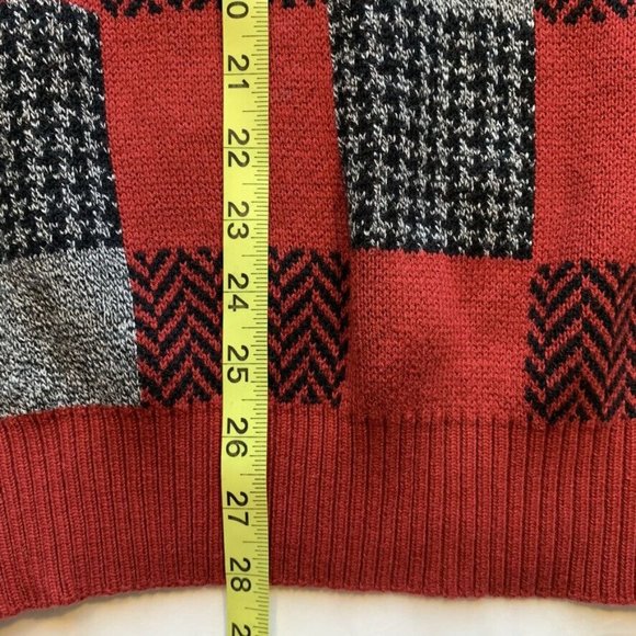 NWT Geoffrey Beene Color Block Sweater Pullover Chunky Knit Heather Red Wine L‎ - Picture 10 of 11